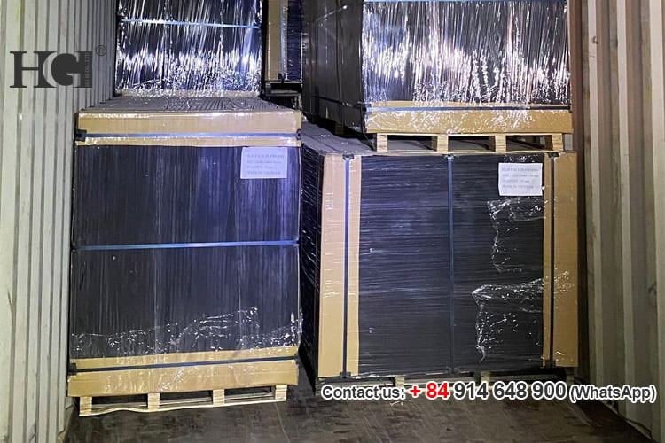 đóng container hàng ván ép phủ phim